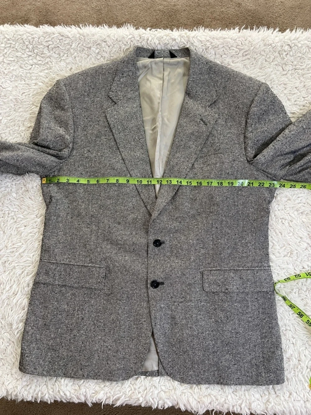 John Alexander 100% Silk Sport Coat Blazer Foley's Size 43R Gray Business Formal